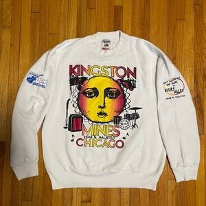 White Graphic Crewneck Sweater